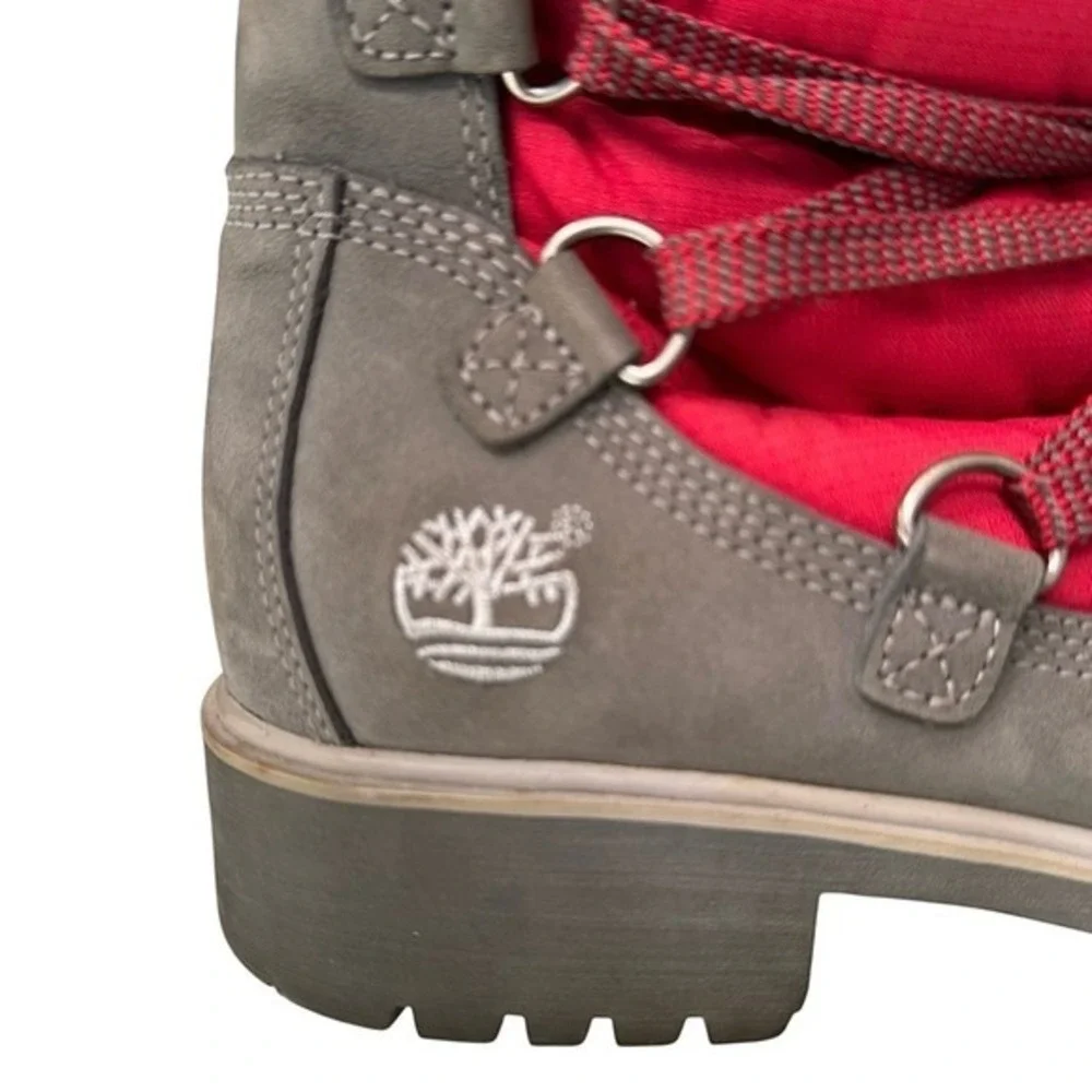 Timberland Genuine Suede Gray and‎ Red Quilted Winter Boots